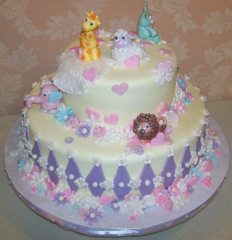 Vegan Birthday Cake on Round Custom Fondant Cakewith Animals