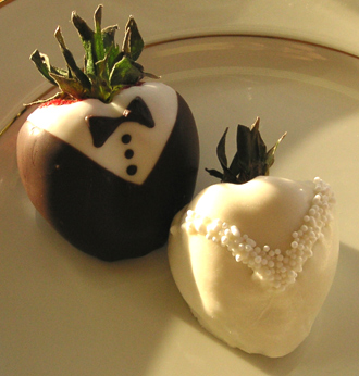 Bride & Groom Wedding Strawberries Dipped in Chocolate