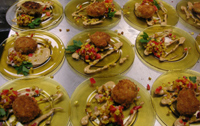 Crab Cakes with Remolaude and Corn Salsa Made in Steak and Cake Cooking Class