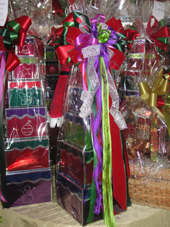 Christmas or Chanukah gift basket tower by Long Island Gift Basket maker - Elegant Eating