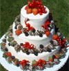 Wedding Cake with Chocolate Dipped Strawberries - Delicious Catered Food by Elegant Eating - Long Island Wedding Caterer