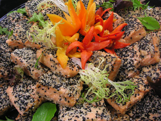 Jewel Studded Salmon with Sesame Seeds by Suffolk County Caterers - Elegant Eating